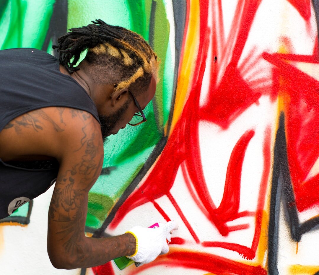 street artist painting