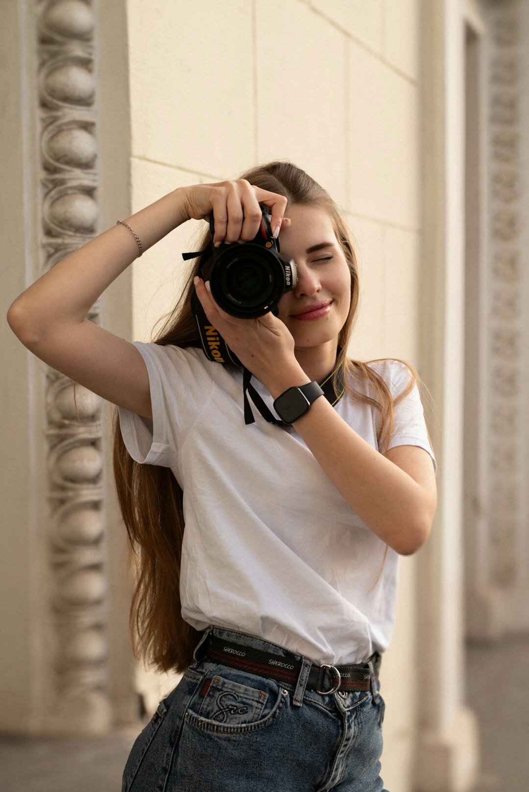 woman photographer at work